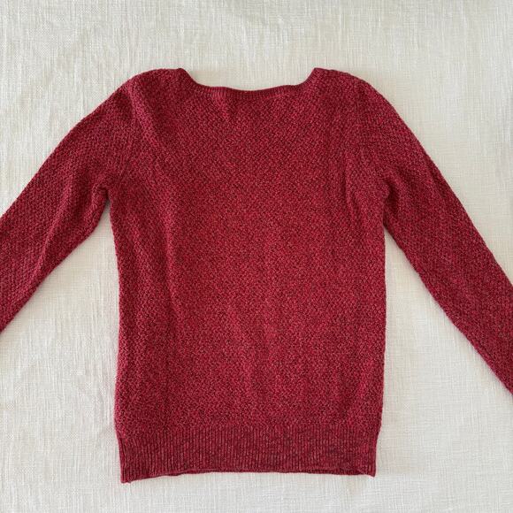Ann Taylor LOFT Holiday Knit Sweater – 100% Cotton – Red Heather – Size Small - Picture 4 of 14